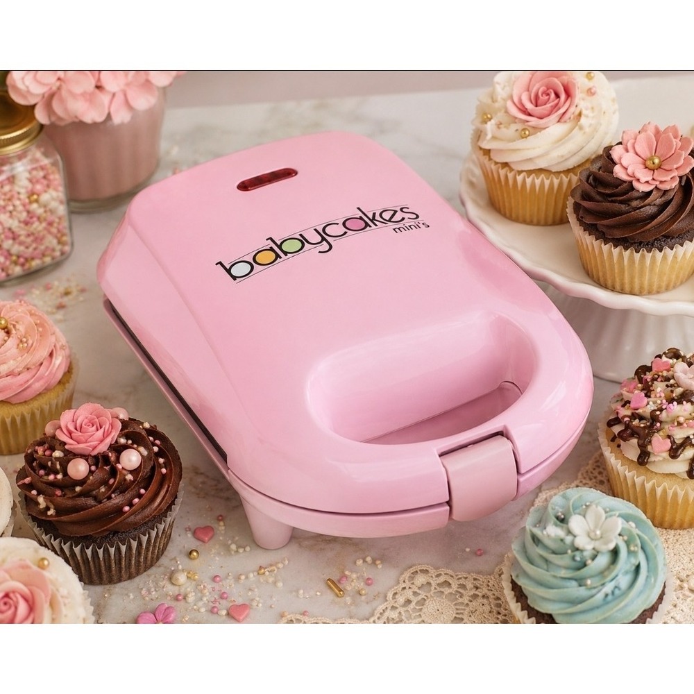 Babycakes Mini's Cupcake Maker Pink Non-Stick Ceramic Makes 4 CCM-50